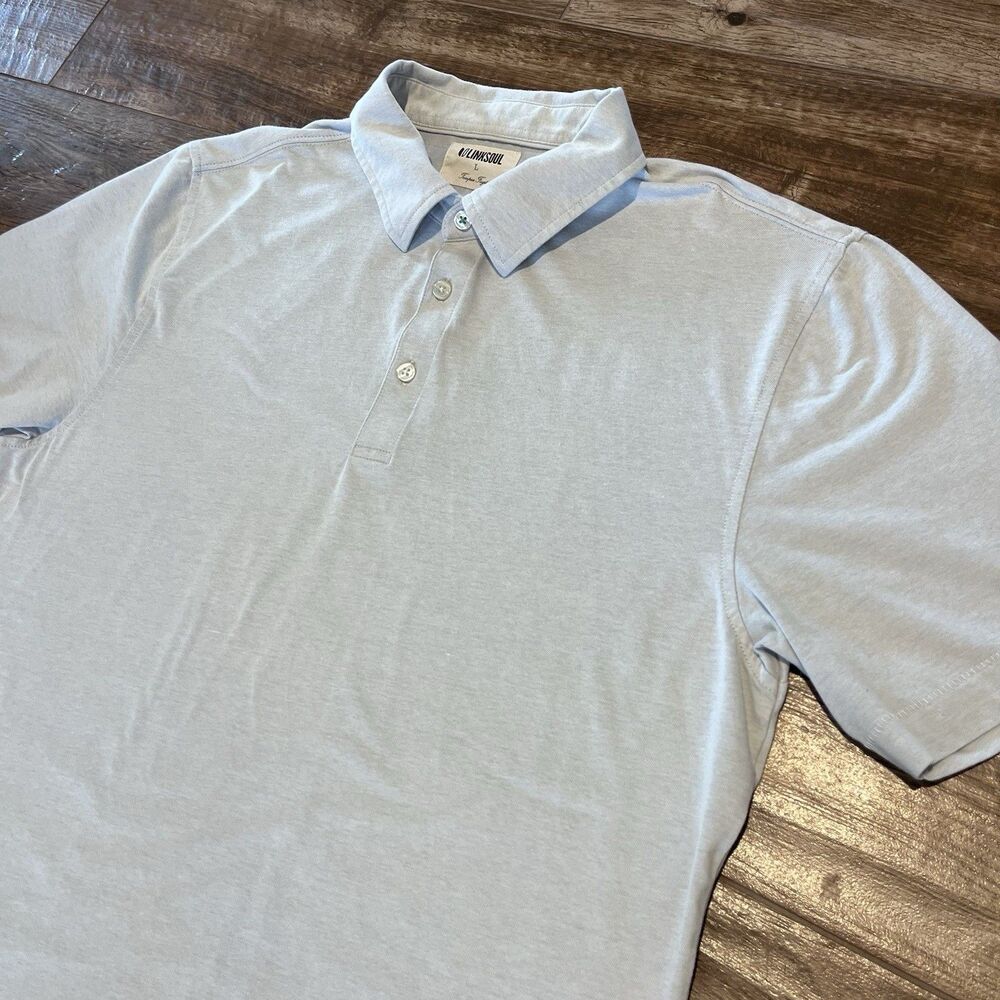 Linksoul Shirt Men's Large Gray Silver Astoria Polo Light Performance Golf Pima